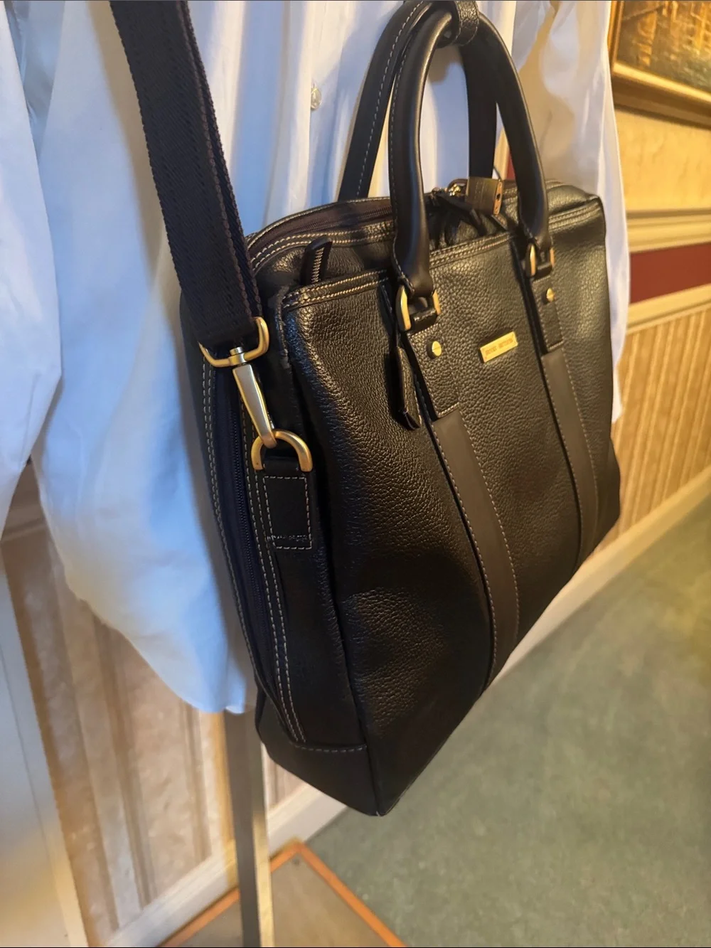 Black Pebbled Leather Men’s Briefcase - Classic Professional Bag